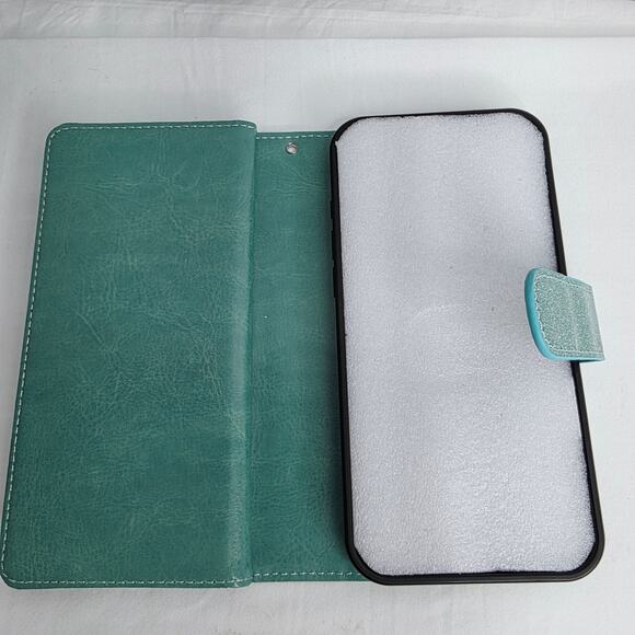 iPhone 16 Plus Turquoise Glitter Phone Case With  Detachable Wallet  Card Holder - Picture 12 of 16